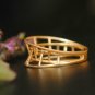 14k Solid Gold Cage Ring Geometric 3D Wedding Ring Trapezium Dainty Ring Band.