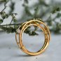 14k Solid Gold Cage Ring Geometric 3D Wedding Ring Trapezium Dainty Ring Band.