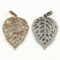 Pave Diamond Leaf Diamond Pendant Diamond Leaf 42x30mm Sterling Silver Leaf Ns8.