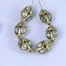 Pave Diamond Oval RoseCut Diamond Beads 925 Silver Polki Beads For Jewelry.