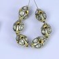 Pave Diamond Oval RoseCut Diamond Beads 925 Silver Polki Beads For Jewelry.
