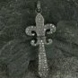 Fleur De Lis Pave Diamond Pendant 925 Silver Diamond Lily Necklace Handmade Gift