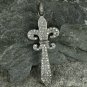 Fleur De Lis Pave Diamond Pendant 925 Silver Diamond Lily Necklace Handmade Gift