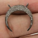 1P Pave Diamond Crescent Moon Charm Pendant 23x5mm Sterling Silver Moon Charm N9 1P Pave Diamond Crescent Moon Charm Pendant 23x5mm Sterling Silver Moon Charm N9