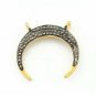 1P Pave Diamond Crescent Moon Charm Pendant 23x5mm Sterling Silver Moon Charm N9
