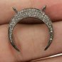 1P Pave Diamond Crescent Moon Charm Pendant 23x5mm Sterling Silver Moon Charm N9