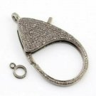 1Pc Pave Diamond Lobster Clasp Sterling Silver Diamond Lock Findings Clasp&Clips