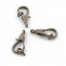 1Pc Pave Diamond Handmade Lobster Lock Clasp Sterling Silver Jewelry Lock NS87.