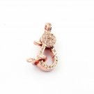 1Pc Pave Diamond Handmade Lobster Lock Clasp Sterling Silver Small Lock NS89.