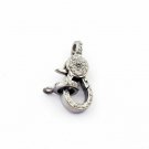 1Pc Pave Diamond Handmade Lobster Lock Clasp Sterling Silver Small Lock NS87.