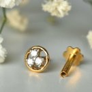 Diamond Trinity Stud 14k Gold Nose Ear Piercing Body Jewelry Birthday Gift Charm