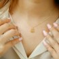Diamond Square Pendant Necklace 14k Solid Gold Honeycomb Cluster Pendant Jewelry