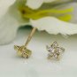 14k Solid Gold Star Stud Earring Natural Diamond Minimalist Gold Star Earring.