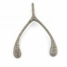 Pave Diamond Wishbone Classic Pendant 925 Silver Diamond Wishbone Pendant Charm. Pave Diamond Wishbone Classic Pendant 925 Silver Diamond Wishbone Pendant Charm.