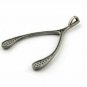 Pave Diamond Wishbone Classic Pendant 925 Silver Diamond Wishbone Pendant Charm.
