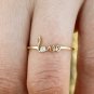 14k Solid Gold Scrip Love Initial Diamond Thin Ring Handmade Stacking Dainty NS0