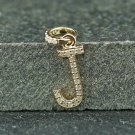 Solid 14k Gold Diamond J Letter Initial Pendant Handmade Alphabet Charm Pendant.