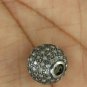 12mm Pave Diamond Spacer Beads Ball 925 Sterling Silver Ball Connector Findings.