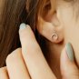 Diamond Crescent Moon Stud Earring Solid 14k Gold Double Horn Anniversary Gift.