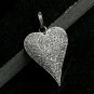 Pave Diamond Heart 925 Silver Lover Pendant Necklace Fine Diamond Jewelry Gift.
