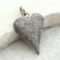 Pave Diamond Heart 925 Silver Lover Pendant Necklace Fine Diamond Jewelry Gift.