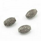 1Pc Pave Diamond Oval Shape Beads Diamond Beads Sterling Silver Beads Findings.