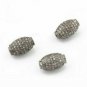1Pc Pave Diamond Oval Shape Beads Diamond Beads Sterling Silver Beads Findings.