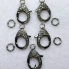 Pave Diamond Lobster Clasp 925 Silver Diamond Necklace Connector Findings NS1.