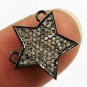 Pave Diamond Star Charm Pendant 925 Silver Diamond Double Bail Pendant Gift.
