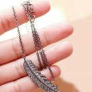Feather Necklace Pave Diamond Necklace For Christmas Gift 925 Silver Necklace.