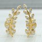 Climber Diamond Earrings Studs 14k Solid Gold Ear Cuff Fern Leaves Designer Stud