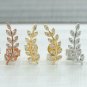 Climber Diamond Earrings Studs 14k Solid Gold Ear Cuff Fern Leaves Designer Stud