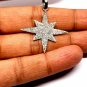 Pave Diamond Starburst Pendant 925 Silver Diamond Star Pendant Handmade Jewelry.