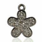 Pave Diamond Flower Charm Pendant 925 Silver Floral Pendant Jewelry Gift.