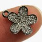 Pave Diamond Flower Charm Pendant 925 Silver Floral Pendant Jewelry Gift.