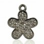 Pave Diamond Flower Charm Pendant 925 Silver Floral Pendant Jewelry Gift.