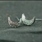 Pave Diamond Crescent Moon Stud Earring 925 Silver Diamond Earring For Christmas