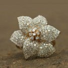 Pave Diamond Flower Bouquet Ring 14k Gold Flower Ring Fine Jewelry Mothers Gift.