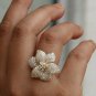 Pave Diamond Flower Bouquet Ring 14k Gold Flower Ring Fine Jewelry Mothers Gift.