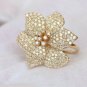 Pave Diamond Flower Bouquet Ring 14k Gold Flower Ring Fine Jewelry Mothers Gift.