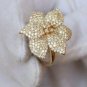 Pave Diamond Flower Bouquet Ring 14k Gold Flower Ring Fine Jewelry Mothers Gift.