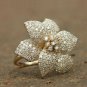 Pave Diamond Flower Bouquet Ring 14k Gold Flower Ring Fine Jewelry Mothers Gift.