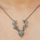 Pave Diamond Antler Deer Necklace 925 Sterling Silver Handmade Fashion Jewelry. Pave Diamond Antler Deer Necklace 925 Sterling Silver Handmade Fashion Jewelry.