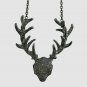 Pave Diamond Antler Deer Necklace 925 Sterling Silver Handmade Fashion Jewelry.