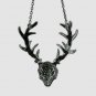 Pave Diamond Antler Deer Necklace 925 Sterling Silver Handmade Fashion Jewelry.