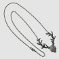 Pave Diamond Antler Deer Necklace 925 Sterling Silver Handmade Fashion Jewelry.