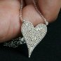 Pave Diamond Heart Shaped Pendant 925 Silver Fashion Necklace Jewelry Gift Charm