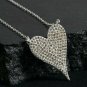 Pave Diamond Heart Shaped Pendant 925 Silver Fashion Necklace Jewelry Gift Charm