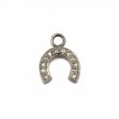 Pave Diamond Horse Shoe Charm Pendant 925 Sterling Silver Additional Finding.