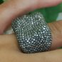 $1800 Pave Diamond wedding Ring 925 Silver Handmade Fine Jewelry Christmas gift